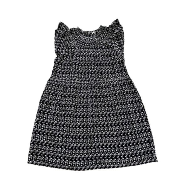 Loft Dress Black White Eyelet Embroidered Smocked Yoke Ruffle Sleeve Size LP NEW - Picture 12 of 14